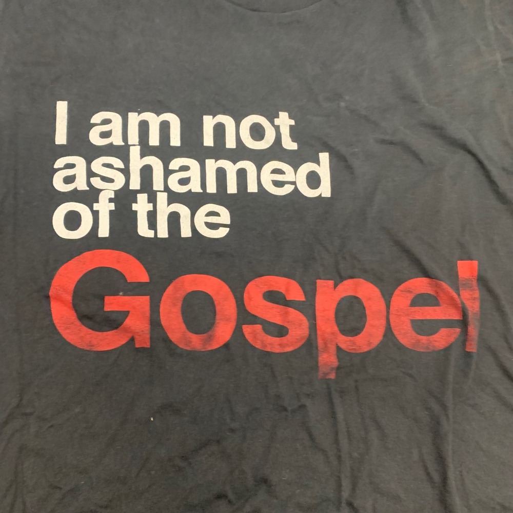 American Apparel Gospel Graphic Tee Black XL Made in USA Sacrament Media Shirt